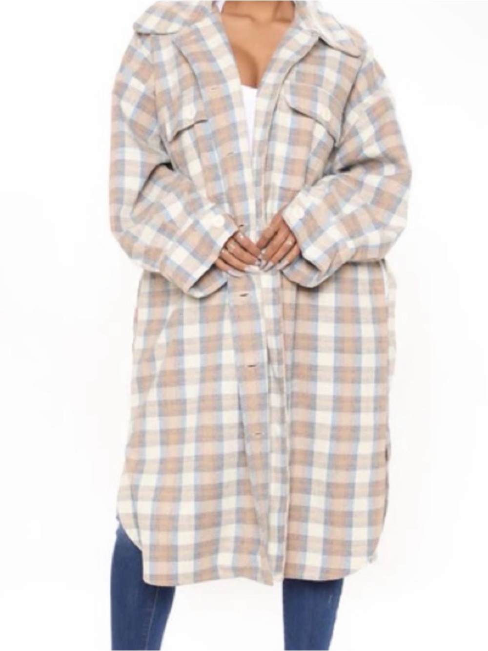 Fashion Nova Long Line Fleece Shacket